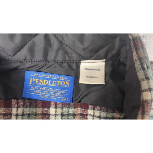 Pendleton Wool Shirt Sz XL Ramsay Tartan Vtg 80s Plaid‎ Long Sleeve Elbow Patch - Picture 2 of 5